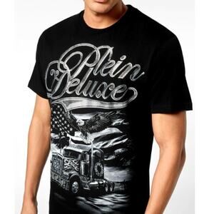 Philipp Plein Men's Black Plein Truck Stones Round Neck T-Shirt Size M